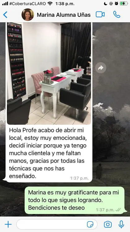 Mensaje de alumna que abrió su local