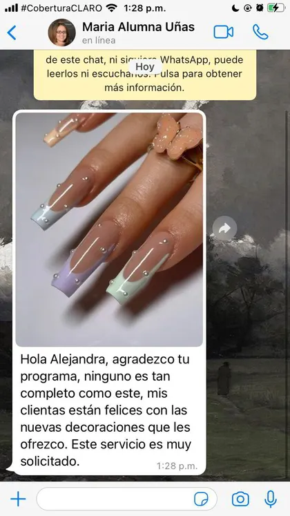 Mensaje de alumna del curso