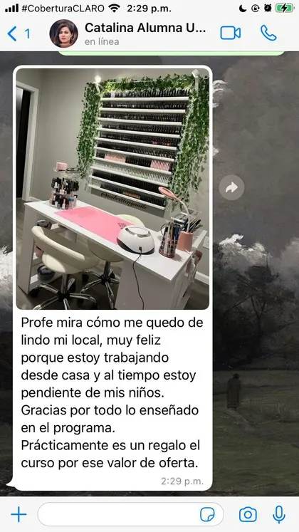 Mensaje de alumna del curso